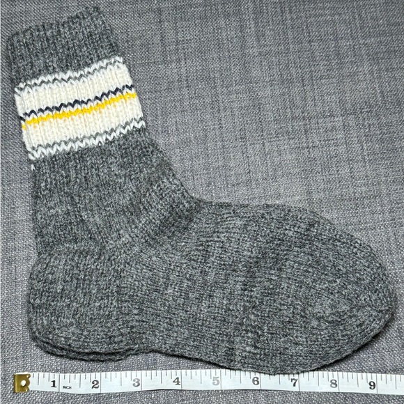 Knit Gray Woolen Men's Sock with Yellow Stripe - Picture 1 of 2